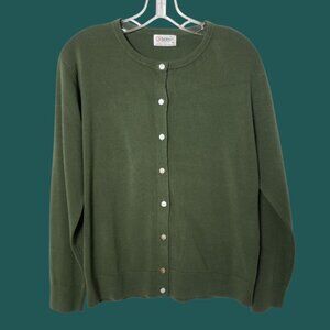 Henoi Button-Down Cardigan Sweater Womens Green Medium
